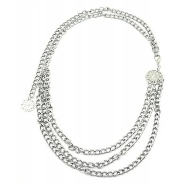 Metalen riem layered - Zilver - Medase