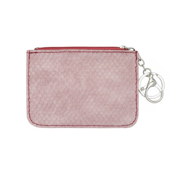 Mini portemonnee snake skin met sleutelring - Roze rood - Medase
