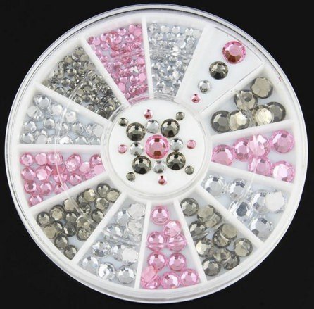 Nail art carrousel strass steentjes - 4 maten/3 kleuren - Medase