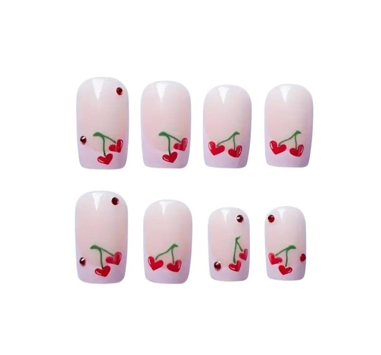 Nepnagels met kersjes – 24 stuks inclusief plakstickers - Medase
