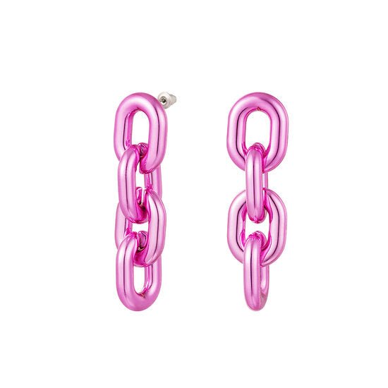 Oorbellen oval chain - Roze - Medase