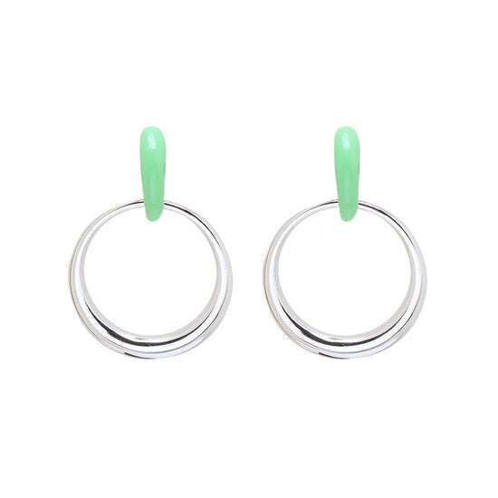 Oorbellen stylish - Groen/zilver - Medase