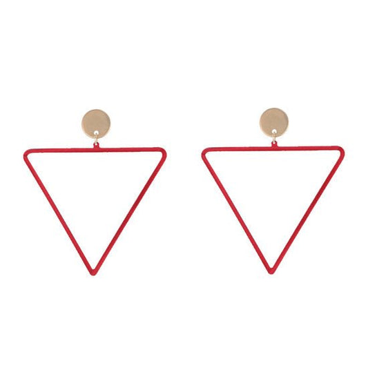 Oorbellen triangle - Rood/Zilver - Medase