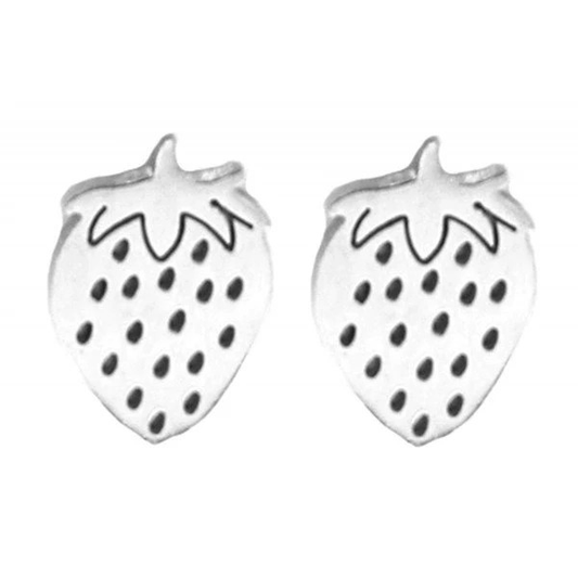 Oorknopjes aardbei stainless steel - Zilver - Medase