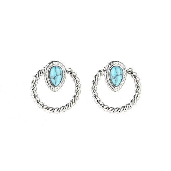 Oorknopjes rond turquoise - Medase
