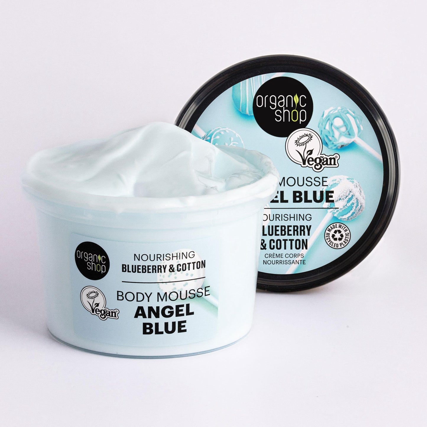 Organic Shop Body Mousse Angel Blue – Blueberry & Cotton – 250ml – Vegan - Medase