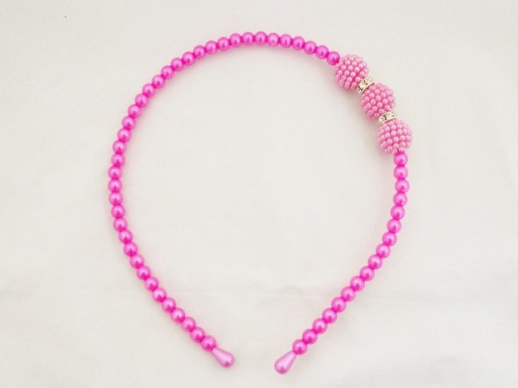 Parel/strass haarband - hard roze - Medase