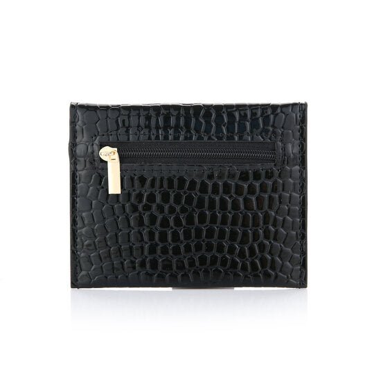 Pasjeshouder met croco motief - Zwart - Medase