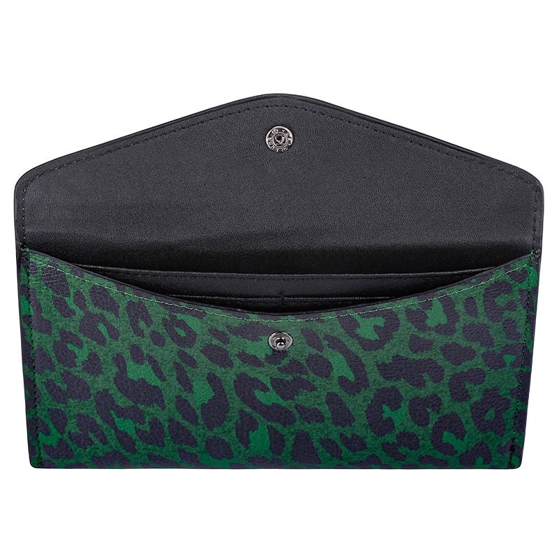 Portemonnee / clutch met luipaardprint – Groen of Grijs – PU leer – 19×10 cm - Medase