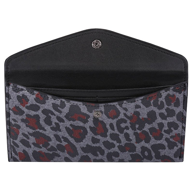 Portemonnee / clutch met luipaardprint – Groen of Grijs – PU leer – 19×10 cm - Medase