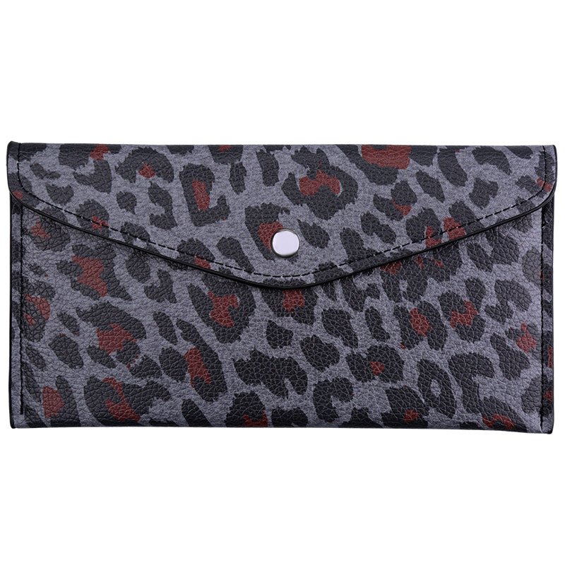 Portemonnee / clutch met luipaardprint – Groen of Grijs – PU leer – 19×10 cm - Medase