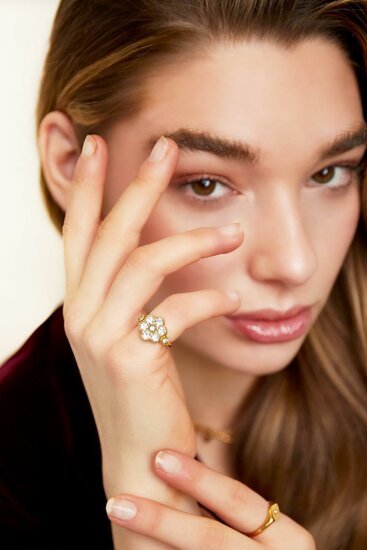 Ring Black flower - Maat 16 - Medase