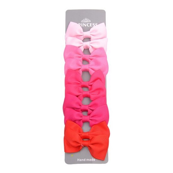 Set haarstrikjes - roze/rood - Medase