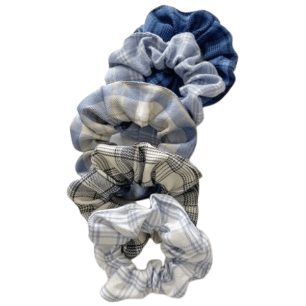 Set scrunchies - Blauw ruit - Medase