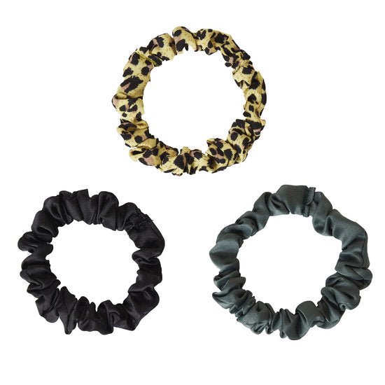 Set van 3 haarelastieken - Groen/zwart - Medase