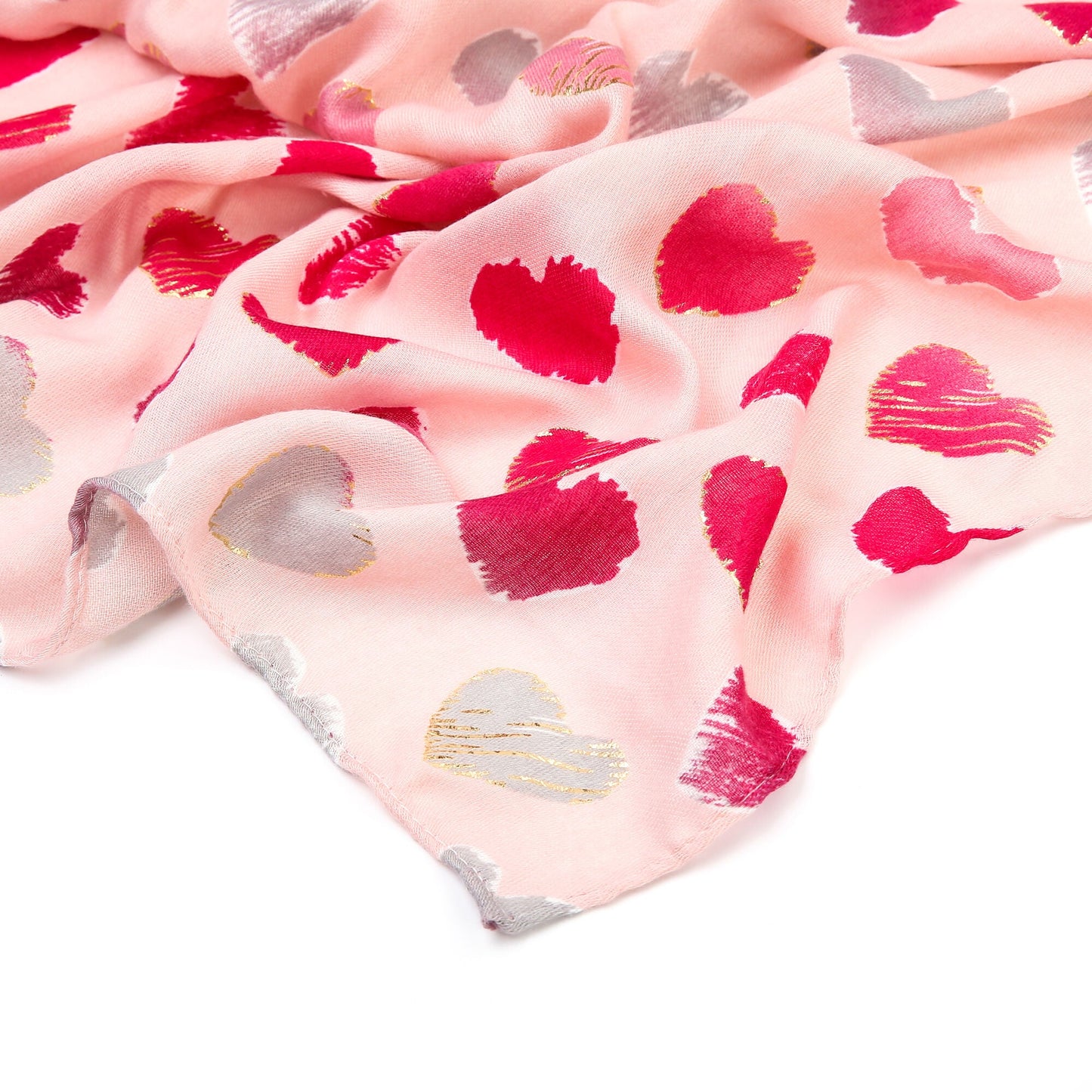 Sjaal met Hartenprint Roze - Katoen Viscose 90x180cm - Medase