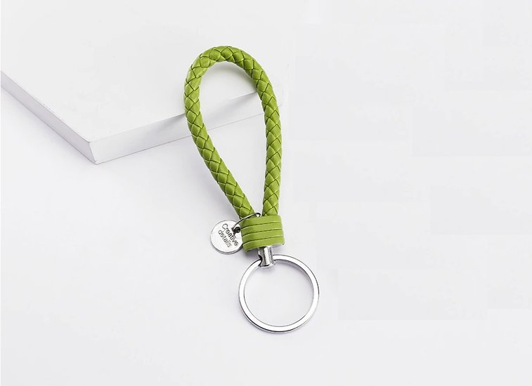 Sleutelhanger gevlochten leer - Groen - Medase