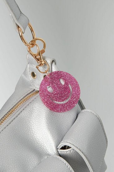 Sleutel/tas hanger smiley - Zwart - Medase