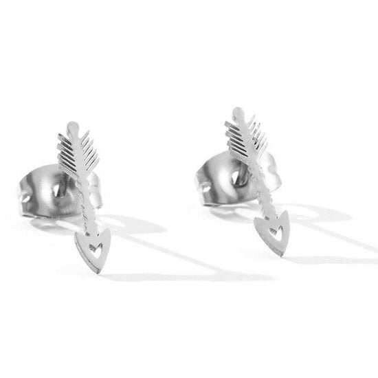 Stainless steel oorknopje pijl - Zilver - Medase
