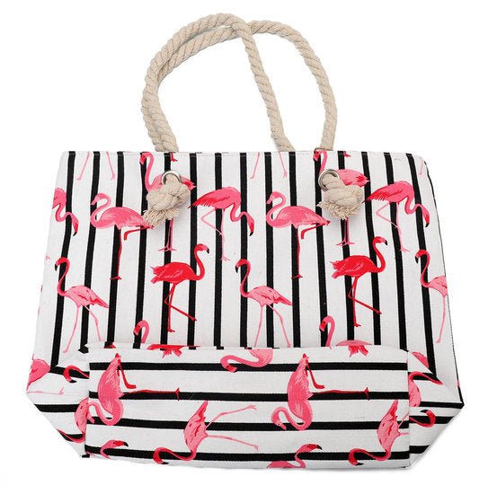 Strandtas flamingo gestreept - Medase