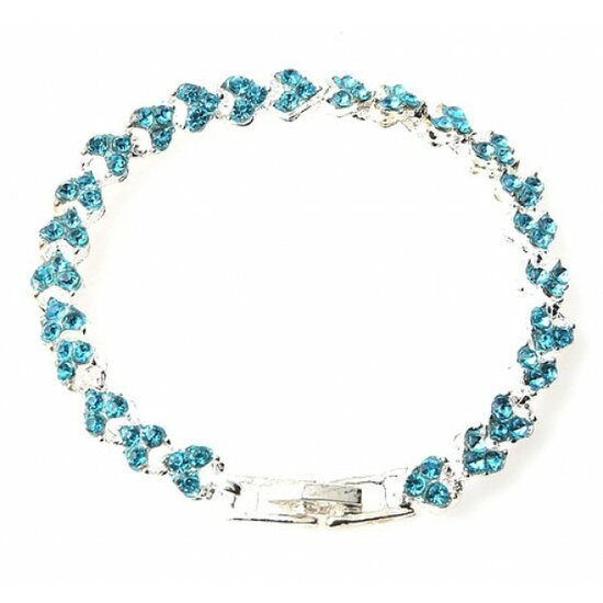 Strass armband heart - Licht blauw - Medase