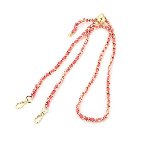 Tas riem bag strap chain goud roze 130cm verstelbaar metalen schakels PU leer
