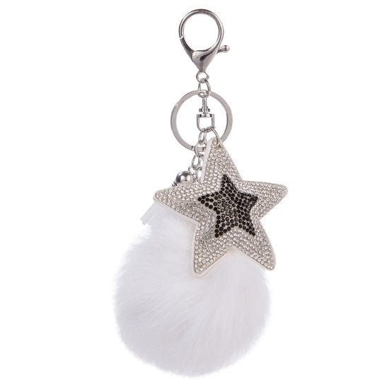 Tas/sleutel hanger bling star - Wit - Medase