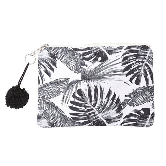 Toilet/make - up tas Leaves - Zwart/wit - Medase