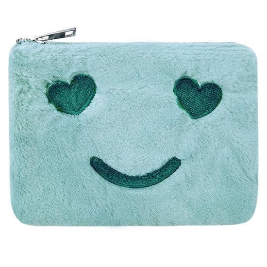Toilet/make - up tas pluche heart smile - Groen - Medase