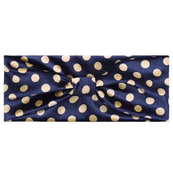 Velvet haarband dots - Blauw/goud - Medase