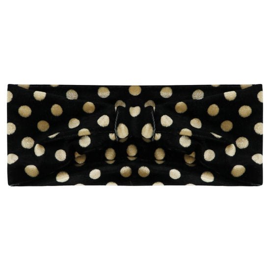 Velvet haarband dots - Zwart/Beige - Medase