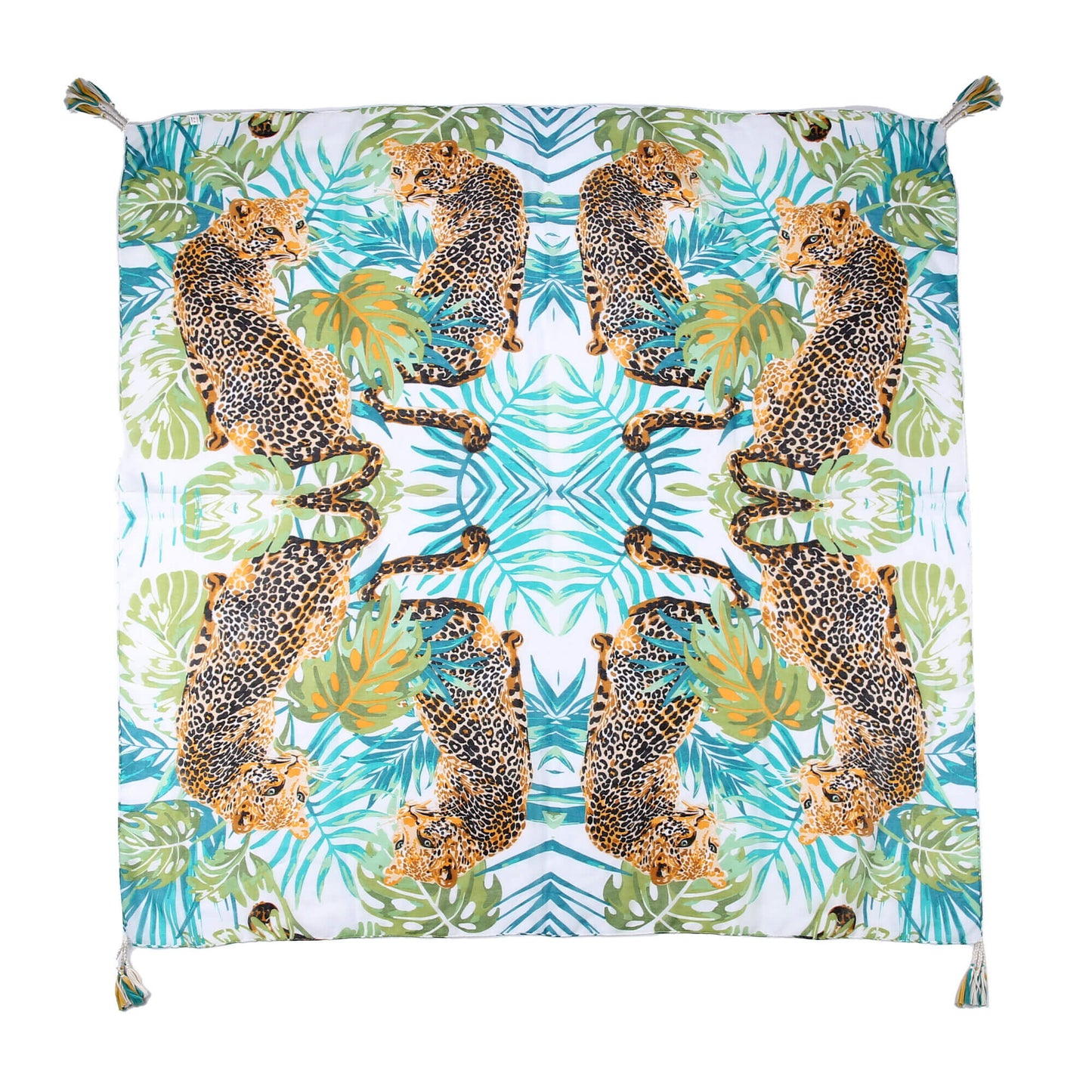 Vierkante sjaal met luipaard en tropische print 130 x 130 cm - Medase