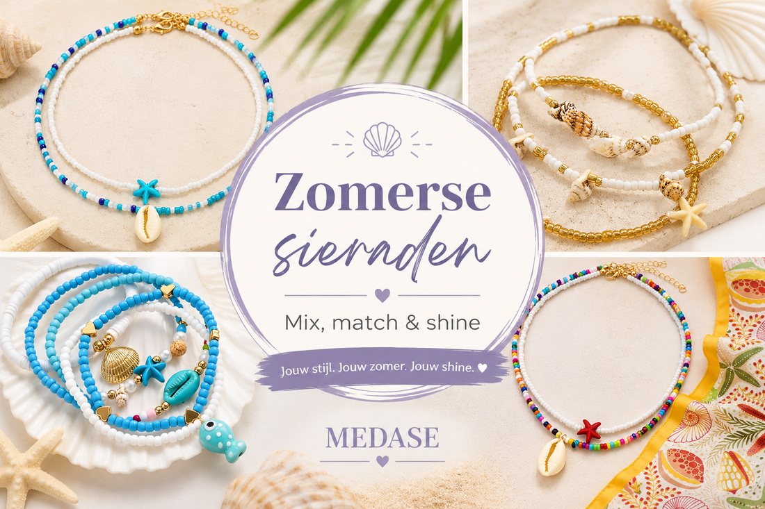 Zomerse sieraden combineren met armbanden kettingen en enkelbandjes van Medase