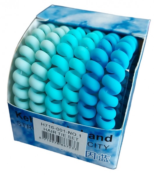 Set van 6 Haarelastieken - Blauwtinten in Doosje