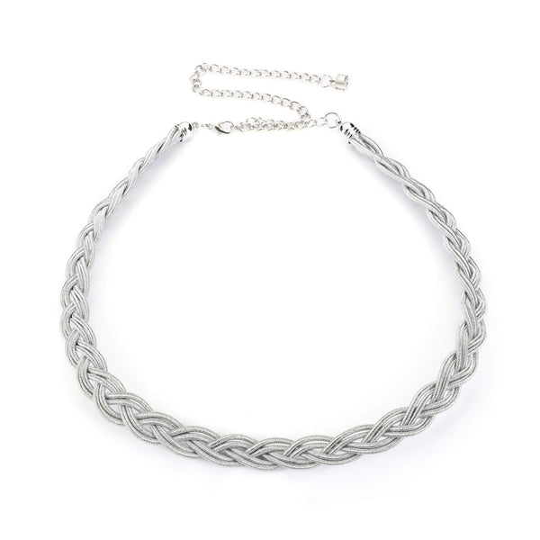 Gevlochten metallic heupriem zilver