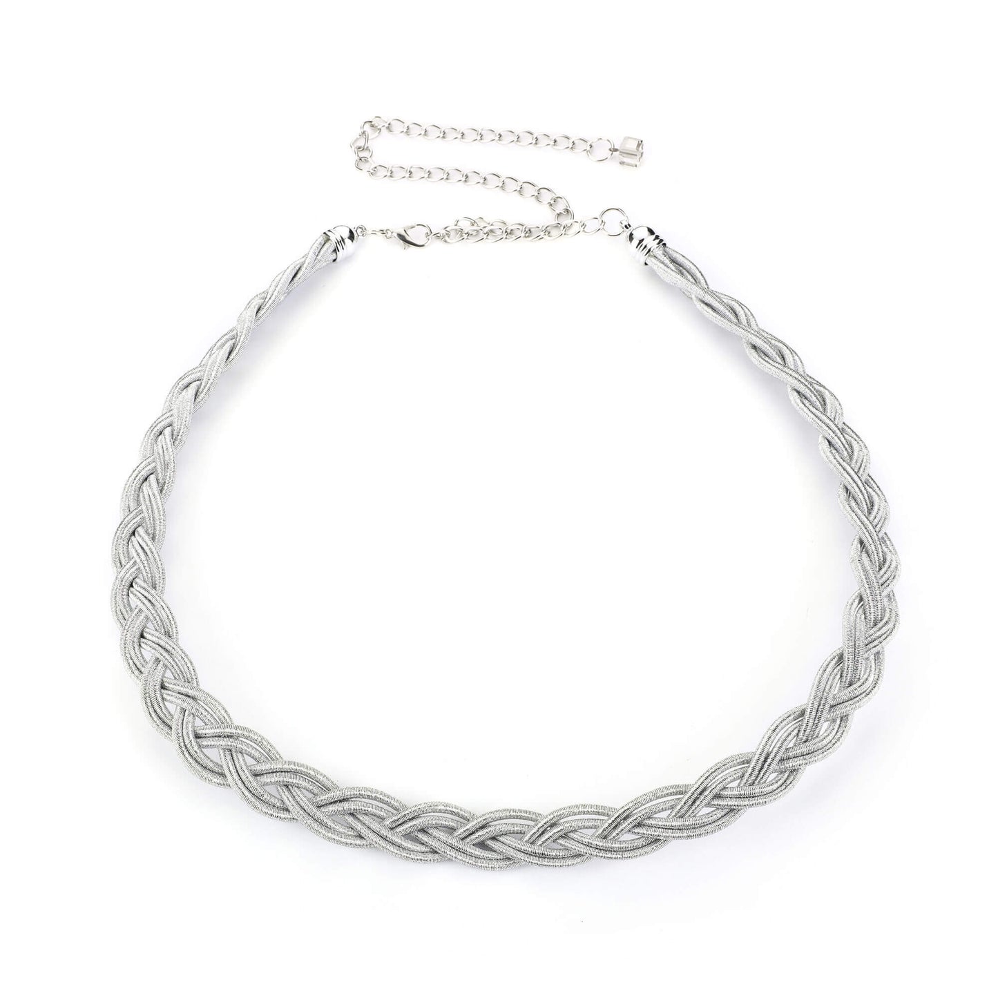 Gevlochten metallic heupriem zilver