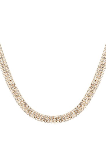 Strass ketting / Choker goud/wit