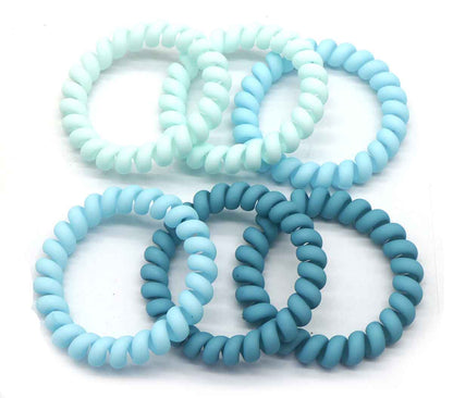 Set van 6 Haarelastieken - Blauwtinten in Doosje