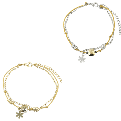 Armband met Bloem Bedel - 16 cm Stainless Steel