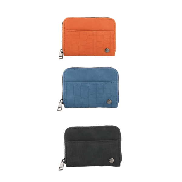 Compact Wallet with Croco Print - 11 x 8 cm Available in 3 Colors