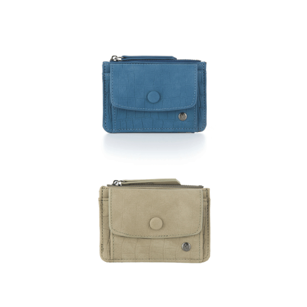 Compact Wallet with Key Ring - 10 x 12 cm PU Leather