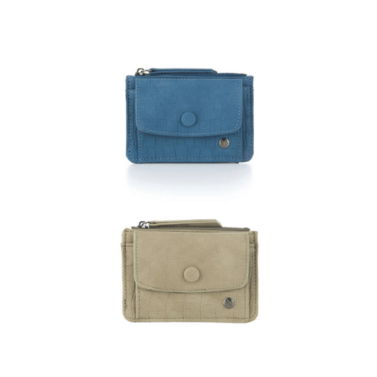 Compact Wallet with Key Ring - 10 x 12 cm PU Leather