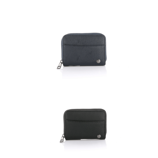 Compact Wallet with Texture - 11 x 8 cm PU Leather - Various Colors