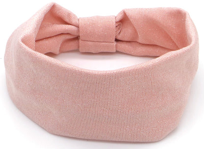 Elastische glitter haarband 8cm breed met strik roze
