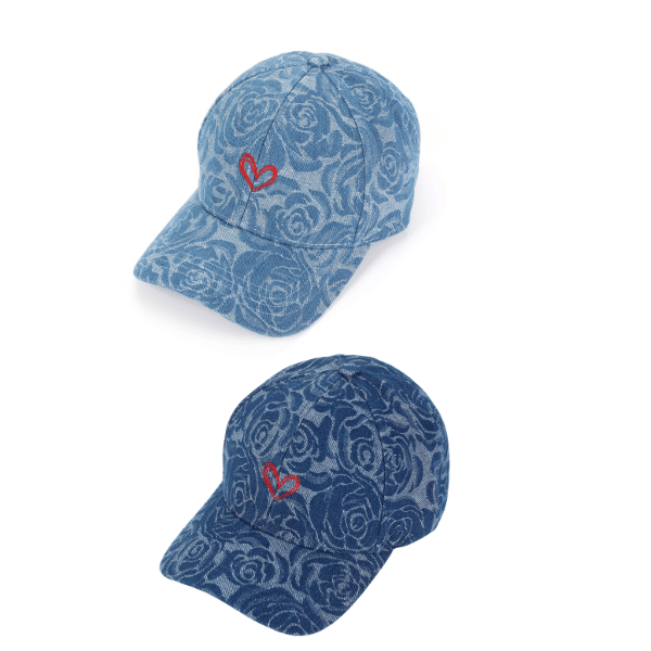 Denim Pet met Rozen Motief en Geborduurd Hartje - Verstelbaar