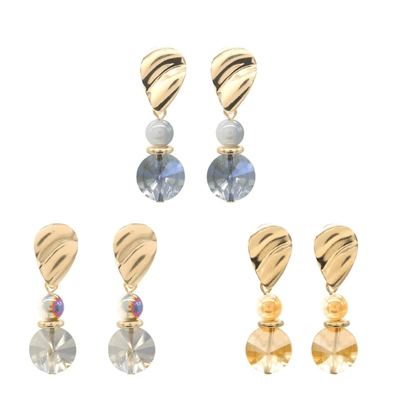 Elegante Oorbellen Goudkleurig met Kristallen Hangers - 4,5 cm