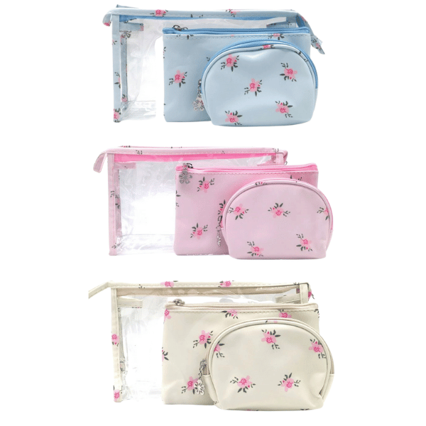 Make-up Bag Set - Floral Print 3 Pieces