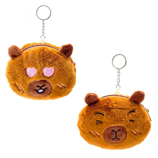Pluche Capybara Sleutelhanger Portemonnee - 12 x 10 cm