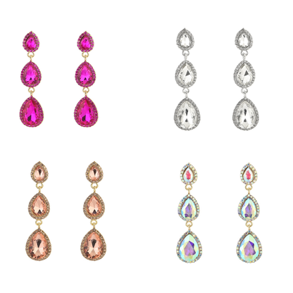 Statement Oorbellen - Triple Drop Kristal - Div kleuren