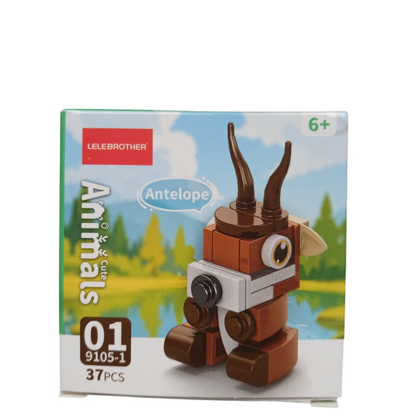 Antilope bouwblokken set 37 stuks 6+ schattig bruin wit grijs hoorns decoratie creatief